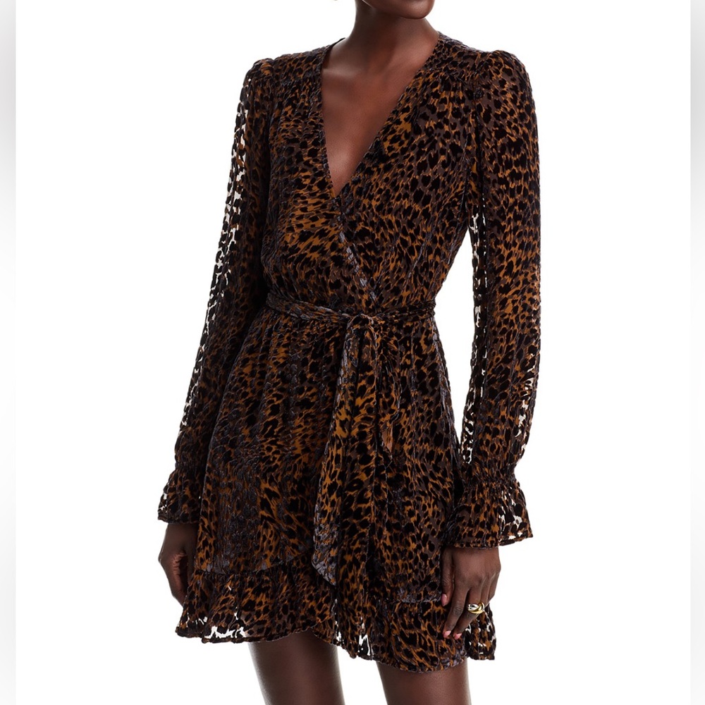 PAIGE Ysabel Leopard Print Velvet Wrap Dress
